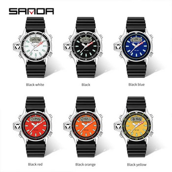 SANDA Sport Мъжки кварцов дигитален часовник Творчески часовници за гмуркане Мъжки водоустойчив часовник с аларма Dual Display Clock Relogio Masculino