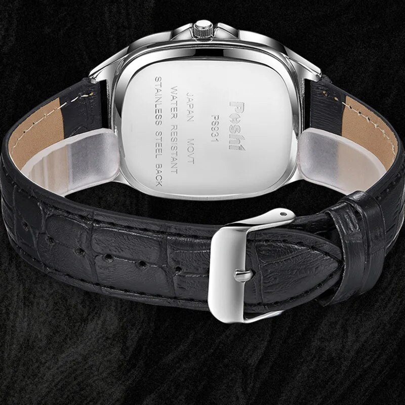 POSHI vyriški kvarciniai laikrodžiai, odinis dirželis, laisvalaikio vyriškas rankinis laikrodis, atsparus vandeniui pasimatymui Šviečiantis prabangus verslo laikrodis vyrams Dovanos vyrams