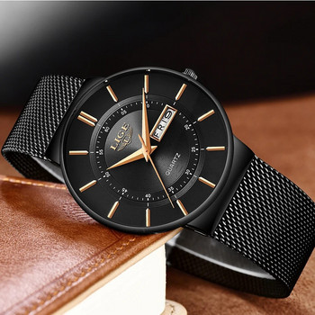 LIGE Мъжки часовници Топ марка Луксозни водоустойчиви ултра тънки часовници с дата Мъжки стоманени каишки Ежедневни кварцови часовници Мъжки спортни ръчни часовници