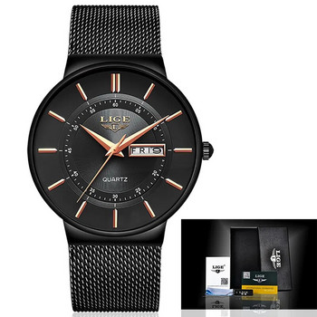 LIGE Мъжки часовници Топ марка Луксозни водоустойчиви ултра тънки часовници с дата Мъжки стоманени каишки Ежедневни кварцови часовници Мъжки спортни ръчни часовници