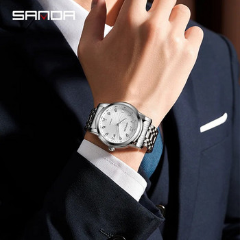 SANDA 7007 Мъжки механичен часовник Луксозен елегантен кристал Бизнес дата Ръчни часовници с аналогов дисплей за мъжки часовници Подарък