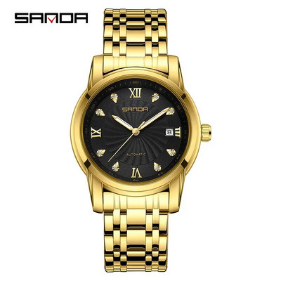 SANDA 7007 Ανδρικό Μηχανικό Ρολόι Πολυτελείας Κομψό Crystal Business Date Αναλογικά ρολόγια χειρός για ανδρικά ρολόγια Δώρο
