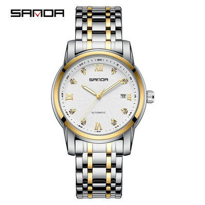 SANDA 7007 Ανδρικό Μηχανικό Ρολόι Πολυτελείας Κομψό Crystal Business Date Αναλογικά ρολόγια χειρός για ανδρικά ρολόγια Δώρο