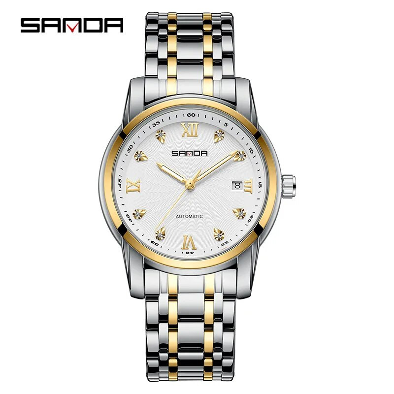 SANDA 7007 Ανδρικό Μηχανικό Ρολόι Πολυτελείας Κομψό Crystal Business Date Αναλογικά ρολόγια χειρός για ανδρικά ρολόγια Δώρο