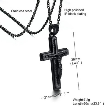 Κολιέ Ανδρικό μενταγιόν Jesus Crucifix Κολιέ σταυρού από ανοξείδωτο ατσάλι Ανδρικά κοσμήματα