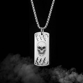 Gooti Halloween Skull Fire Meeste Sildi ripats Kaelakee Punk Roostevabast Terasest Skelett Tänav Cool Thing Hiphop Moeehted
