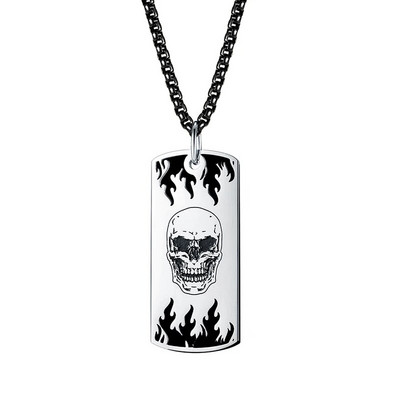 Gooti Halloween Skull Fire Meeste Sildi ripats Kaelakee Punk Roostevabast Terasest Skelett Tänav Cool Thing Hiphop Moeehted