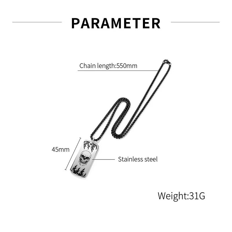 Γοτθικό ανδρικό κολιέ κρεμαστό από ανοξείδωτο ατσάλι Γοτθικό κολιέ από ανοξείδωτο χάλυβα Street Cool Thing Hiphop Fashion Jewelry
