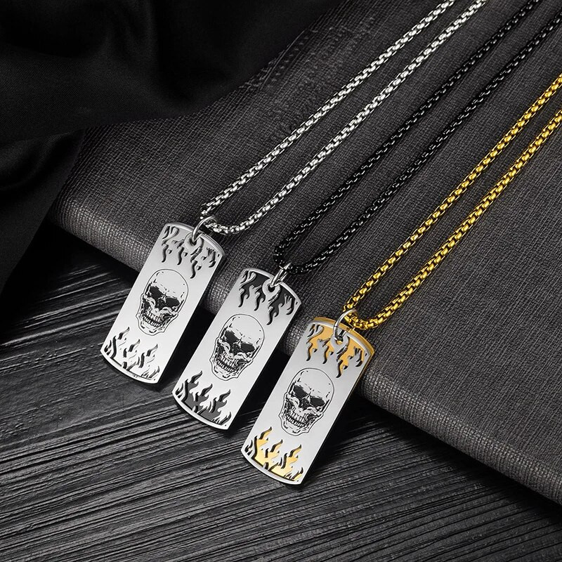 Γοτθικό ανδρικό κολιέ κρεμαστό από ανοξείδωτο ατσάλι Γοτθικό κολιέ από ανοξείδωτο χάλυβα Street Cool Thing Hiphop Fashion Jewelry