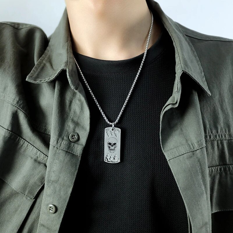 Γοτθικό ανδρικό κολιέ κρεμαστό από ανοξείδωτο ατσάλι Γοτθικό κολιέ από ανοξείδωτο χάλυβα Street Cool Thing Hiphop Fashion Jewelry