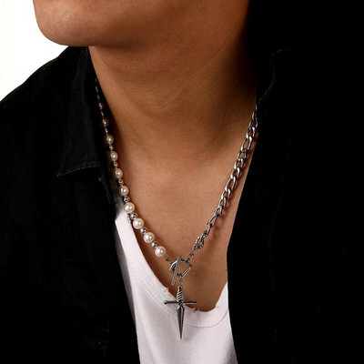 Montaaž punk Meeste pärl Kuuba kett Mõõga ripats kaelakee Hiphop roostevabast terasest rant meestele niši rock lahedad moeehted