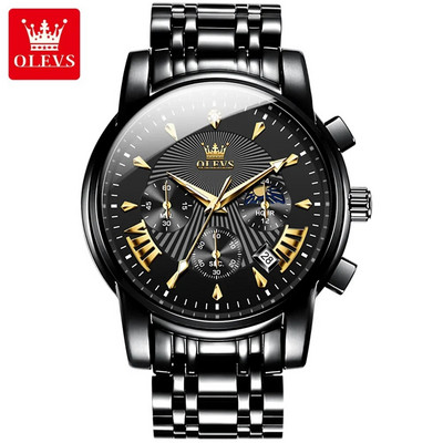 Ανδρικό ρολόι χειρός πολυτελείας OLEVS Αδιάβροχο φωτεινό ρολόι χρονογράφου για άντρες Ανδρικά ρολόγια χαλαζία από ανοξείδωτο χάλυβα reloj hombre