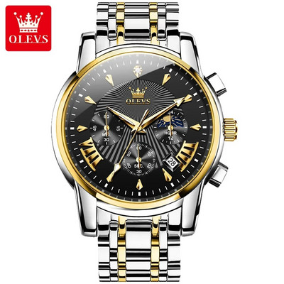 Ανδρικό ρολόι χειρός πολυτελείας OLEVS Αδιάβροχο φωτεινό ρολόι χρονογράφου για άντρες Ανδρικά ρολόγια χαλαζία από ανοξείδωτο χάλυβα reloj hombre