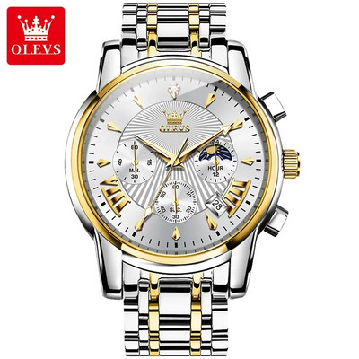 Ανδρικό ρολόι χειρός πολυτελείας OLEVS Αδιάβροχο φωτεινό ρολόι χρονογράφου για άντρες Ανδρικά ρολόγια χαλαζία από ανοξείδωτο χάλυβα reloj hombre