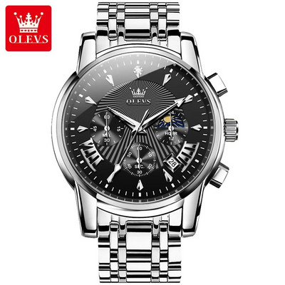 Ανδρικό ρολόι χειρός πολυτελείας OLEVS Αδιάβροχο φωτεινό ρολόι χρονογράφου για άντρες Ανδρικά ρολόγια χαλαζία από ανοξείδωτο χάλυβα reloj hombre