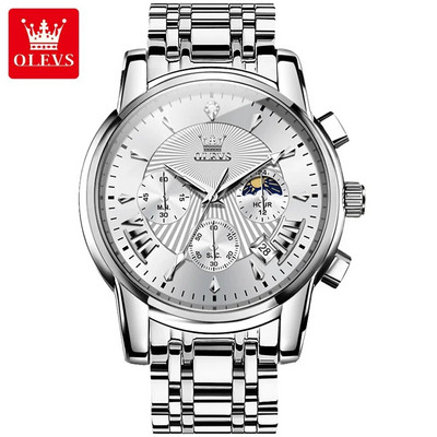 Ανδρικό ρολόι χειρός πολυτελείας OLEVS Αδιάβροχο φωτεινό ρολόι χρονογράφου για άντρες Ανδρικά ρολόγια χαλαζία από ανοξείδωτο χάλυβα reloj hombre