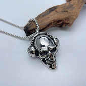 Ανδρικό περιστασιακό κρεμαστό κολιέ κρανίο ρετρό πανκ από ανοξείδωτο ατσάλι με σκελετό λαιμό αξεσουάρ για κοσμήματα ανδρικής μόδας