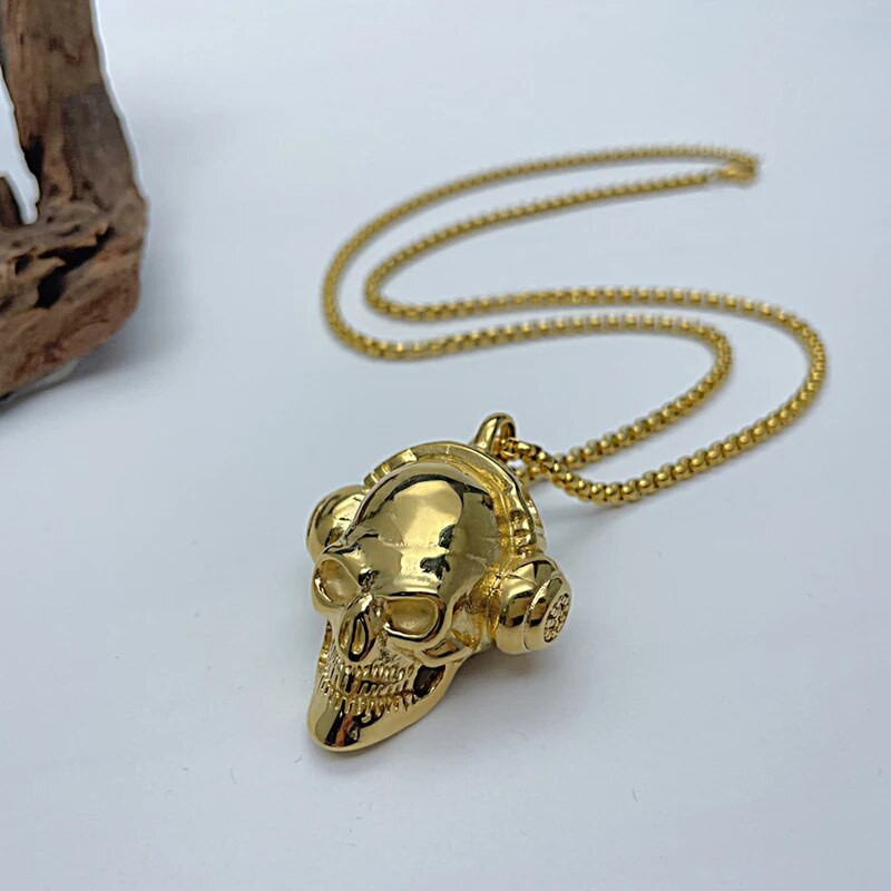 Ανδρικό περιστασιακό κρεμαστό κολιέ κρανίο ρετρό πανκ από ανοξείδωτο ατσάλι με σκελετό λαιμό αξεσουάρ για κοσμήματα ανδρικής μόδας