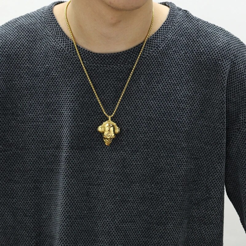 Ανδρικό περιστασιακό κρεμαστό κολιέ κρανίο ρετρό πανκ από ανοξείδωτο ατσάλι με σκελετό λαιμό αξεσουάρ για κοσμήματα ανδρικής μόδας