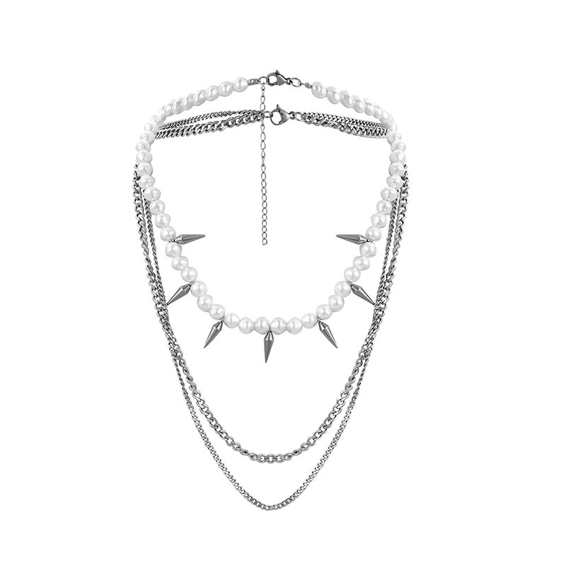Lahedad kolmekihilised Meeste pärlipulga ripats kaelakee Choker Hiphop kraam roostevabast terasest punk meeste lüli kaelakett moeehted