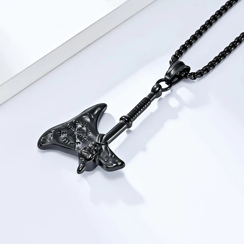 Retro punk meeste pealuu Viking Axe ripats kaelakee roostevabast terasest Uus 2023. aastal Trend Rune kaelakett meeste ehete tarvikutele