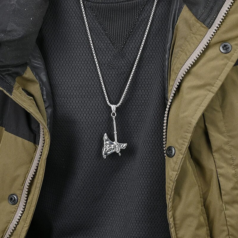 Retro punk meeste pealuu Viking Axe ripats kaelakee roostevabast terasest Uus 2023. aastal Trend Rune kaelakett meeste ehete tarvikutele