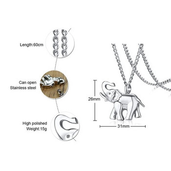 Vnox Ανδρικά κοσμήματα αποτέφρωσης για στάχτες Αναμνηστικό μενταγιόν σε σχήμα ελέφαντα από ανοξείδωτο ατσάλι Αναμνηστικό κολιέ για κατοικίδια και γυναίκες