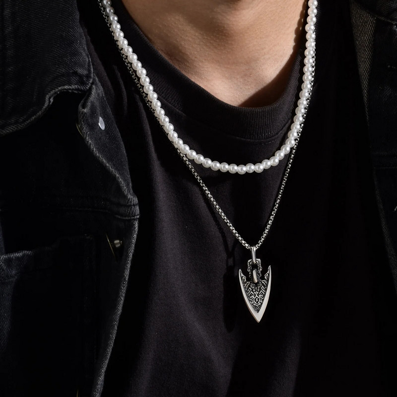 Vnox Viking Arrow kaelakeed meestele, roostevabast terasest etnilisest terasest ripats karbeketiga, virnastatav punk-poisi kaelarihm