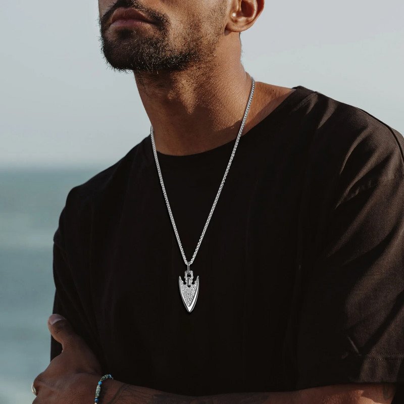 Vnox Viking Arrow kaelakeed meestele, roostevabast terasest etnilisest terasest ripats karbeketiga, virnastatav punk-poisi kaelarihm