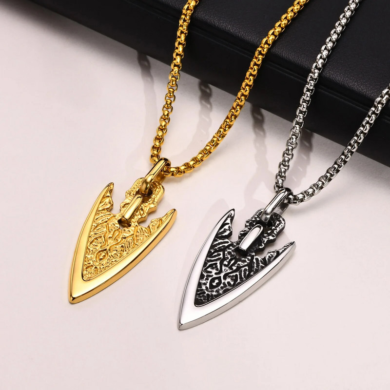 Vnox Viking Arrow kaelakeed meestele, roostevabast terasest etnilisest terasest ripats karbeketiga, virnastatav punk-poisi kaelarihm