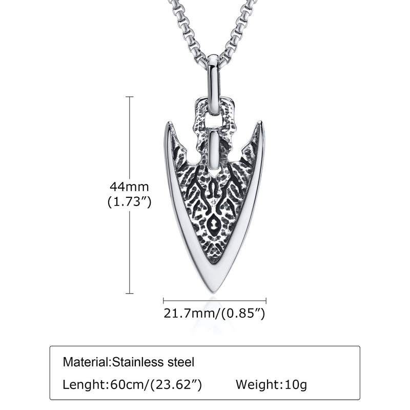 Vnox Viking Arrow kaelakeed meestele, roostevabast terasest etnilisest terasest ripats karbeketiga, virnastatav punk-poisi kaelarihm