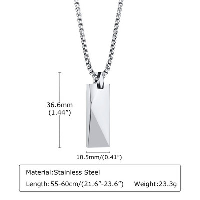 Ristkülikukujulised riba ripatsid kaelakeed meestele roostevabast terasest geomeetriline kaelakee minimalism Lihtsus krae kett Ehted talle