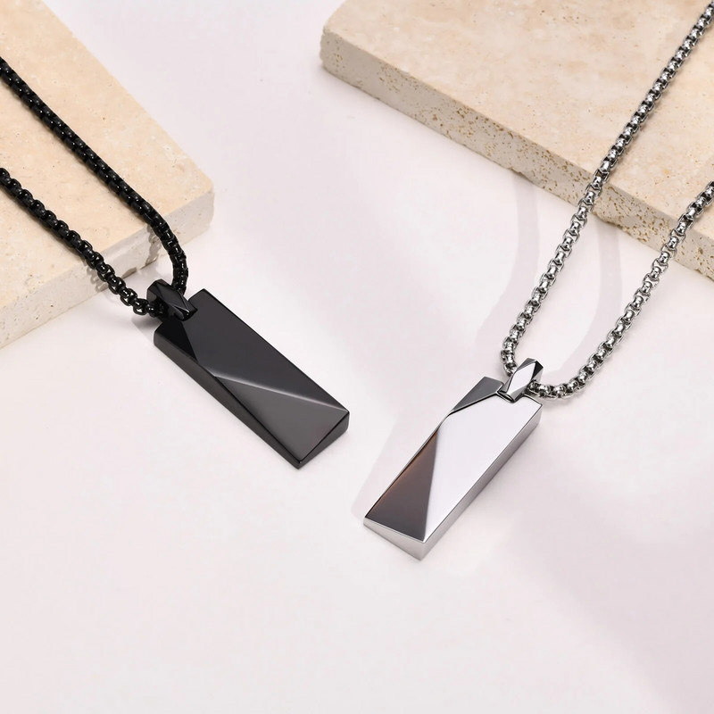 Ristkülikukujulised riba ripatsid kaelakeed meestele roostevabast terasest geomeetriline kaelakee minimalism Lihtsus krae kett Ehted talle