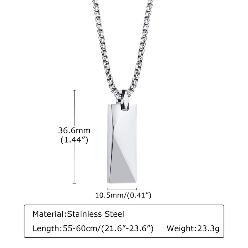 Ristkülikukujulised riba ripatsid kaelakeed meestele roostevabast terasest geomeetriline kaelakee minimalism Lihtsus krae kett Ehted talle