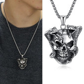 Punk Helovino kaukolė gyvatė Vyriški pakabukai karoliai Neo Goth nerūdijančio plieno skeletas Gatvė šaunūs daiktai Hiphopo roko mados papuošalai