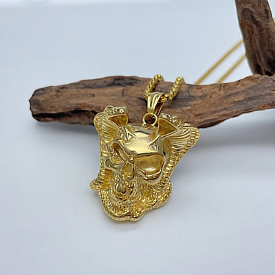 Punk Helovino kaukolė gyvatė Vyriški pakabukai karoliai Neo Goth nerūdijančio plieno skeletas Gatvė šaunūs daiktai Hiphopo roko mados papuošalai