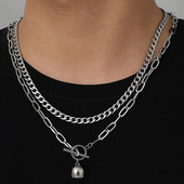 Kahekihiline uus 2023. aastal Trend Meeste ümmargune ripats-kaelakee, roostevabast terasest palliga kaelakett meestele Moeehted Tasuta kohaletoimetamine