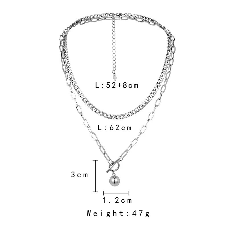 Kahekihiline uus 2023. aastal Trend Meeste ümmargune ripats-kaelakee, roostevabast terasest palliga kaelakett meestele Moeehted Tasuta kohaletoimetamine