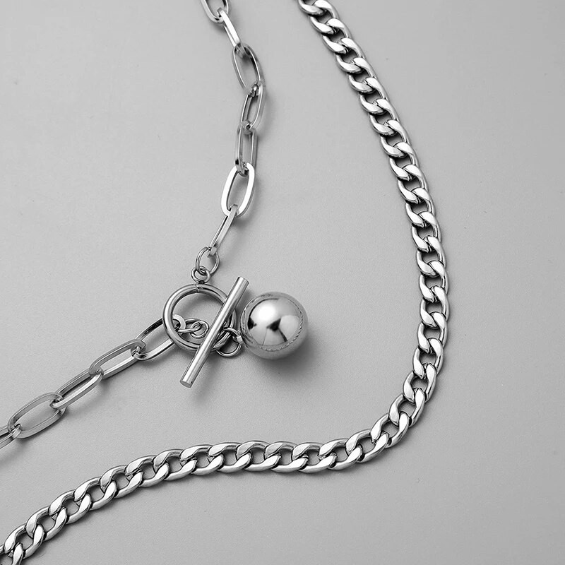 Kahekihiline uus 2023. aastal Trend Meeste ümmargune ripats-kaelakee, roostevabast terasest palliga kaelakett meestele Moeehted Tasuta kohaletoimetamine