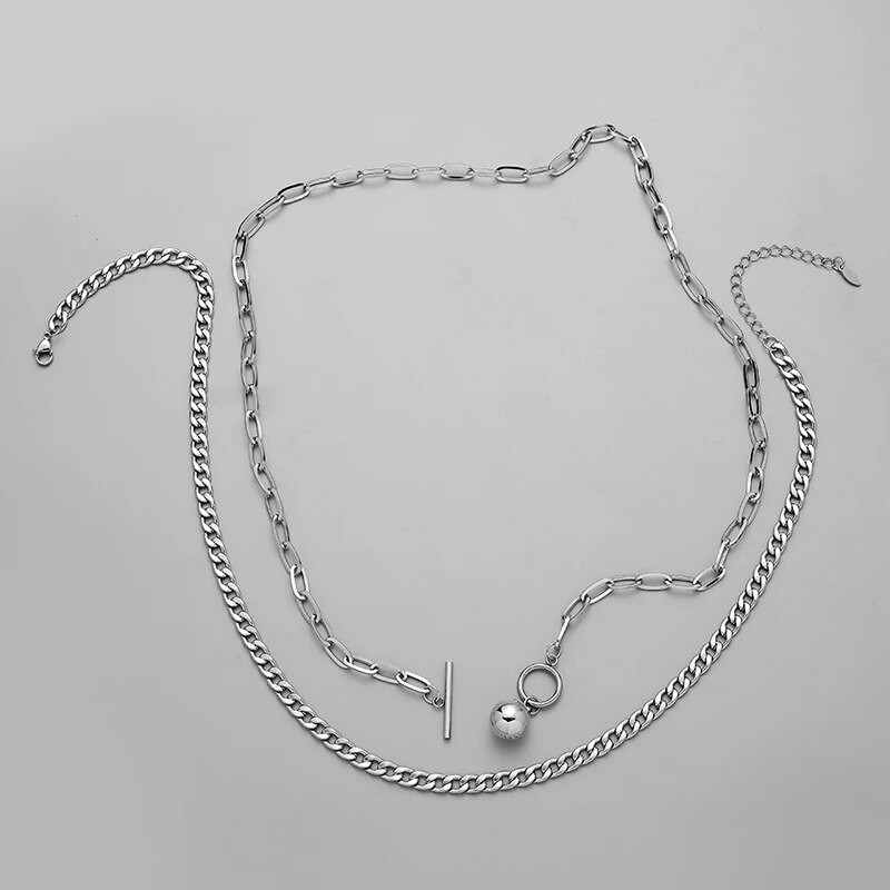 Kahekihiline uus 2023. aastal Trend Meeste ümmargune ripats-kaelakee, roostevabast terasest palliga kaelakett meestele Moeehted Tasuta kohaletoimetamine