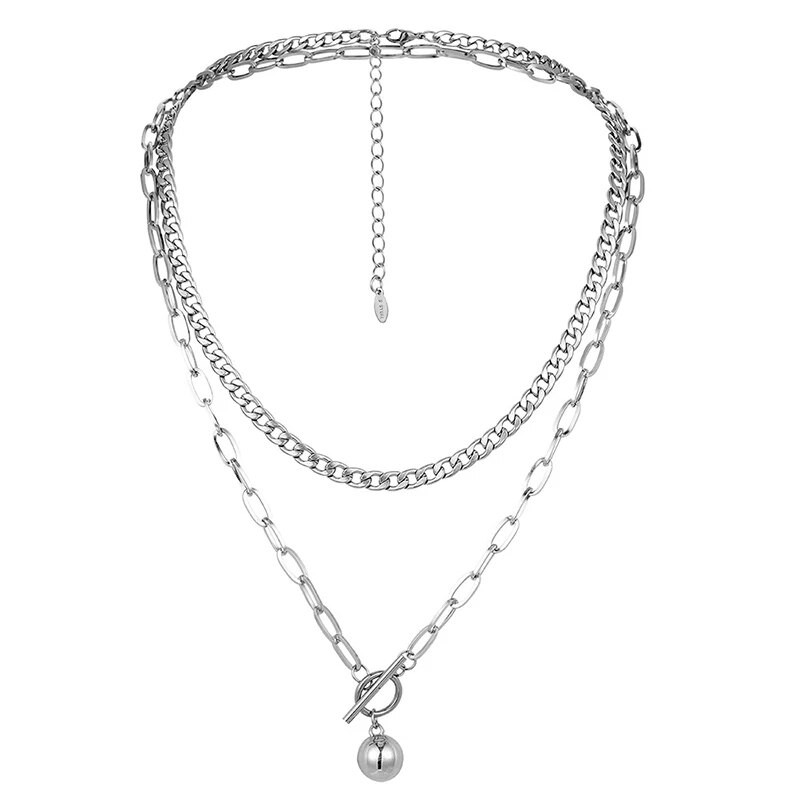 Kahekihiline uus 2023. aastal Trend Meeste ümmargune ripats-kaelakee, roostevabast terasest palliga kaelakett meestele Moeehted Tasuta kohaletoimetamine