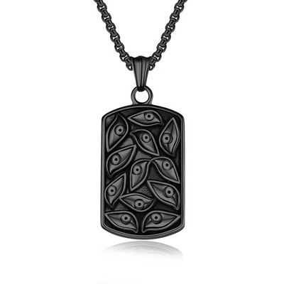 Ανδρικό γοτθικό κολιέ με το κακό μάτι του διαβόλου Cool punk από ανοξείδωτο ατσάλι τετράγωνο κολάρο με ετικέτα σκύλου Δώρα σε αυτόν Μόδα κοσμήματα