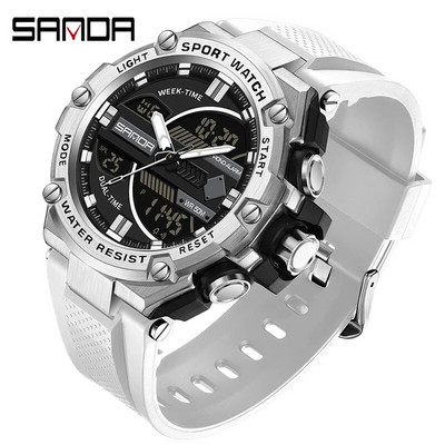 SANDA meeste käekellad 50M veekindel käekell LED digitaalne kvartskell meeste sõjaline spordikell kahe ekraaniga elektrooniline käekell