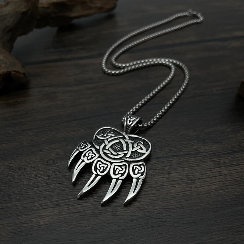 Punk Retro Viking Keltų Knot Claw Vyriški pakabukai Senoviniai nerūdijančio plieno karoliai vyrams Šauni hiphopo madinga mada