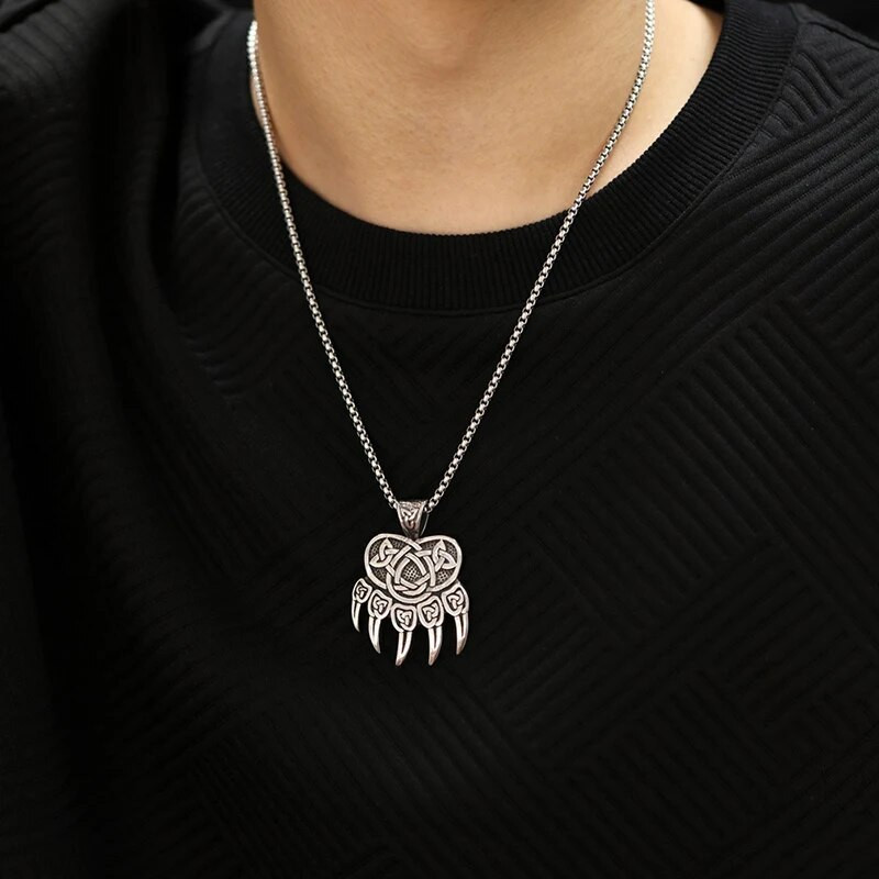 Punk Retro Viking Keltų Knot Claw Vyriški pakabukai Senoviniai nerūdijančio plieno karoliai vyrams Šauni hiphopo madinga mada