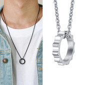 Νέο ανδρικό κολιέ μαύρο γρανάζι από ανοξείδωτο ατσάλι για άντρες Ανδρική αλυσίδα λαιμού για αγόρι Hip-hop Trend Fashion Design Δώρο γενεθλίων