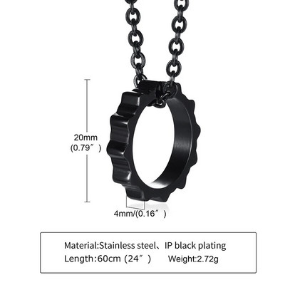 Νέο ανδρικό κολιέ μαύρο γρανάζι από ανοξείδωτο ατσάλι για άντρες Ανδρική αλυσίδα λαιμού για αγόρι Hip-hop Trend Fashion Design Δώρο γενεθλίων