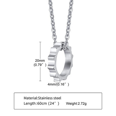 Νέο ανδρικό κολιέ μαύρο γρανάζι από ανοξείδωτο ατσάλι για άντρες Ανδρική αλυσίδα λαιμού για αγόρι Hip-hop Trend Fashion Design Δώρο γενεθλίων