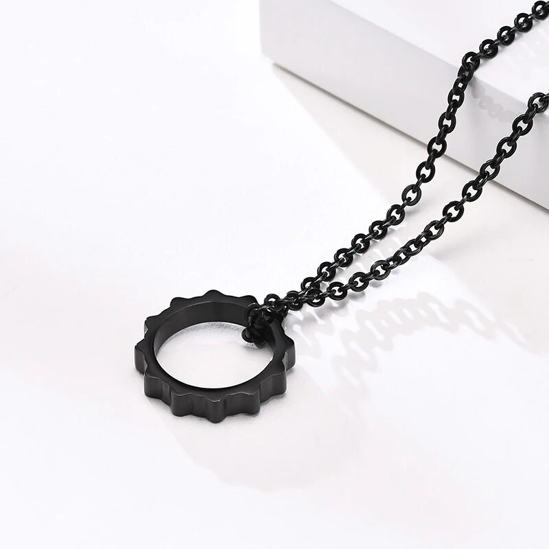Νέο ανδρικό κολιέ μαύρο γρανάζι από ανοξείδωτο ατσάλι για άντρες Ανδρική αλυσίδα λαιμού για αγόρι Hip-hop Trend Fashion Design Δώρο γενεθλίων