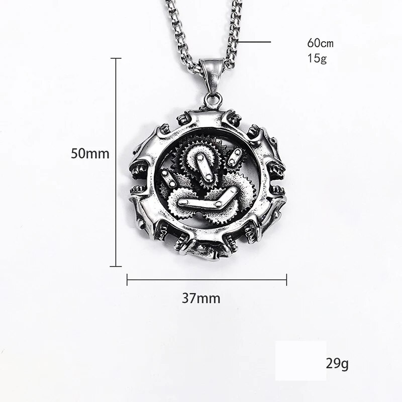 Ανδρικό κρεμαστό κολιέ ρετρό εργαλείων κρανίο από ανοξείδωτο ατσάλι πανκ Vintage αλυσίδα λαιμού σκελετός τσόκερ μόδα κοσμήματα γκοθ αξεσουάρ